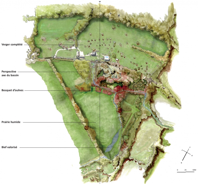 PoOla - architecture du paysage - Plan masse du parc de la Fontaine Pinel