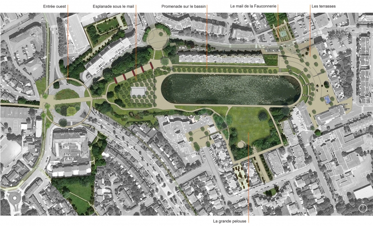 PoOla - architecture du paysage - Plan masse Parc du Grand Bassain - Lognes