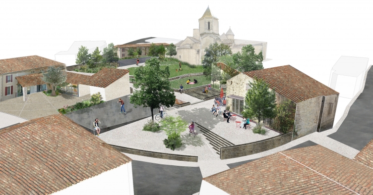 PoOla - architecture du paysage - Marigny - Perspective du bourg coté Forge